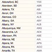 Official three-character airport codes come into use.