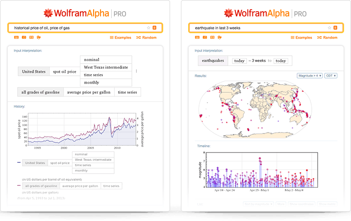 在 Wolfram Alpha 中生成真实世界的数据