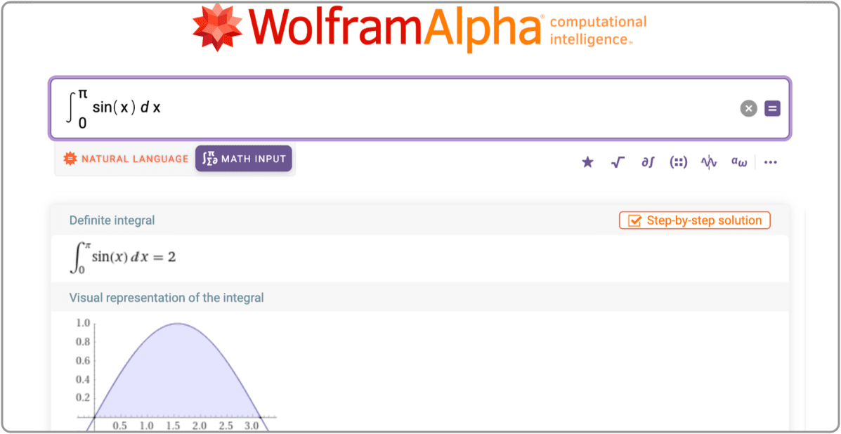 wolframalpha.com 网站的新数学输入功能的图片