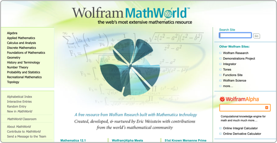 Wolfram MathWorld 网站图片