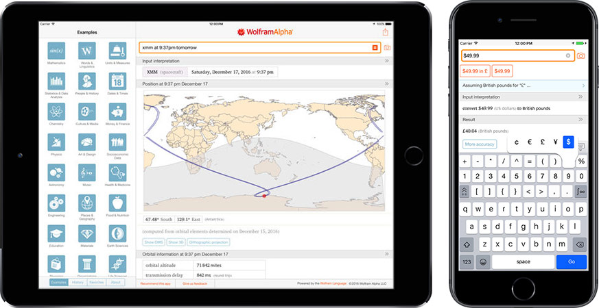 iPad Wolfram Alpha 应用截图
